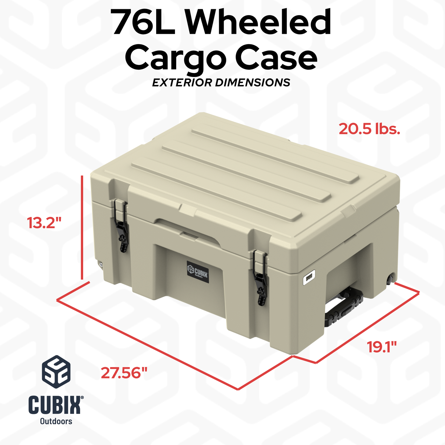 Cubix 76L Rolling Cargo Case — Wheeled Rotomolded Gear, Tool & Storage Box