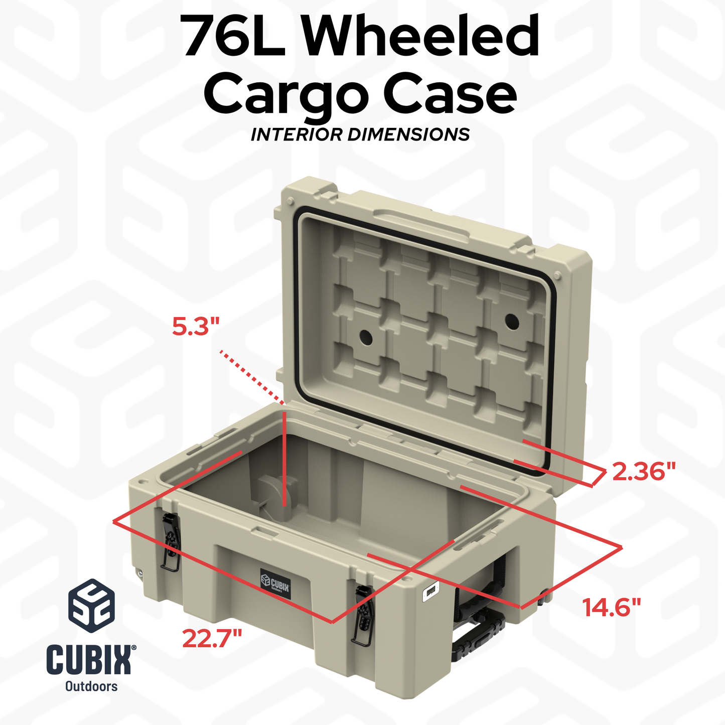 Cubix 76L Rolling Cargo Case — Wheeled Rotomolded Gear, Tool & Storage Box