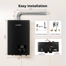 Load image into Gallery viewer, Camplux Tankless Instant Hot Water Heater 2.64 GPM | Black