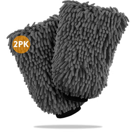 WASH&WHIPS Microfiber Chenille Car Cleaning Mitt - 2pk