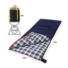 Load image into Gallery viewer, Camping Sleeping Bag for Adult with Cotton Flannel Liner,Red Blue