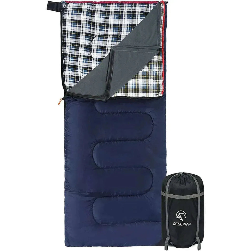 Camping Sleeping Bag for Adult with Cotton Flannel Liner,Red Blue