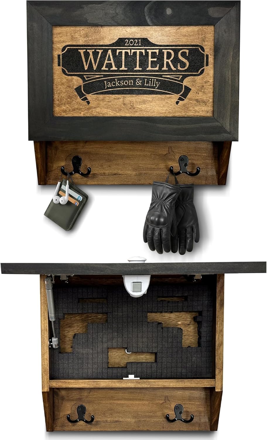 Customizable - Hidden Gun Storage Wall Decor - Hidden Gun Shelf with Magnetic Lock - Quick Access Concealment Shelf - Secure & Discreet Weapon Hiding Furniture