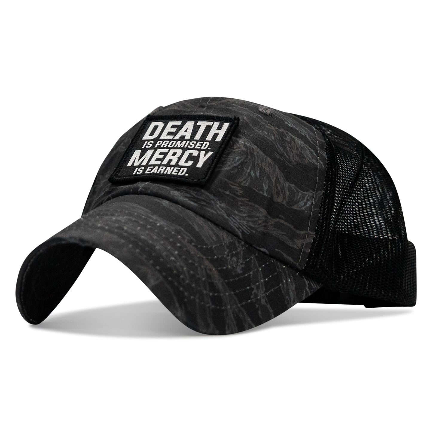 Death Is Promised. Mercy Is Earned Patch. Tactical Ripstop Mesh Snapback Hat