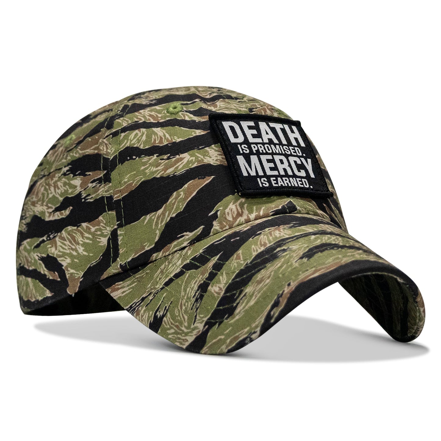 Death Is Promised. Mercy Is Earned Patch. Tactical Ripstop Mesh Snapback Hat