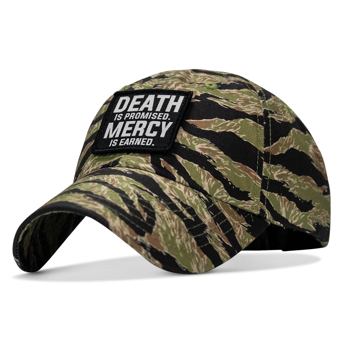Death Is Promised. Mercy Is Earned Patch. Tactical Ripstop Mesh Snapback Hat
