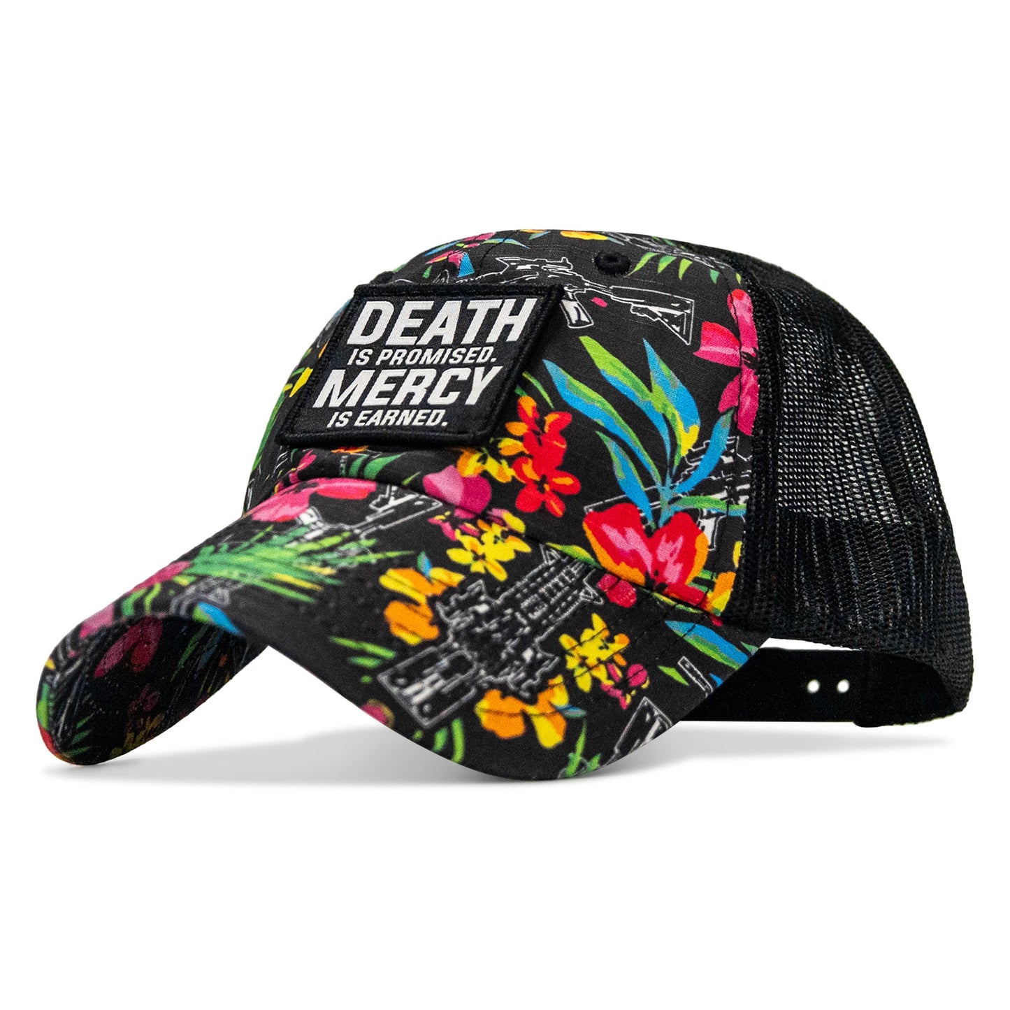 Death Is Promised. Mercy Is Earned Patch. Tactical Ripstop Mesh Snapback Hat