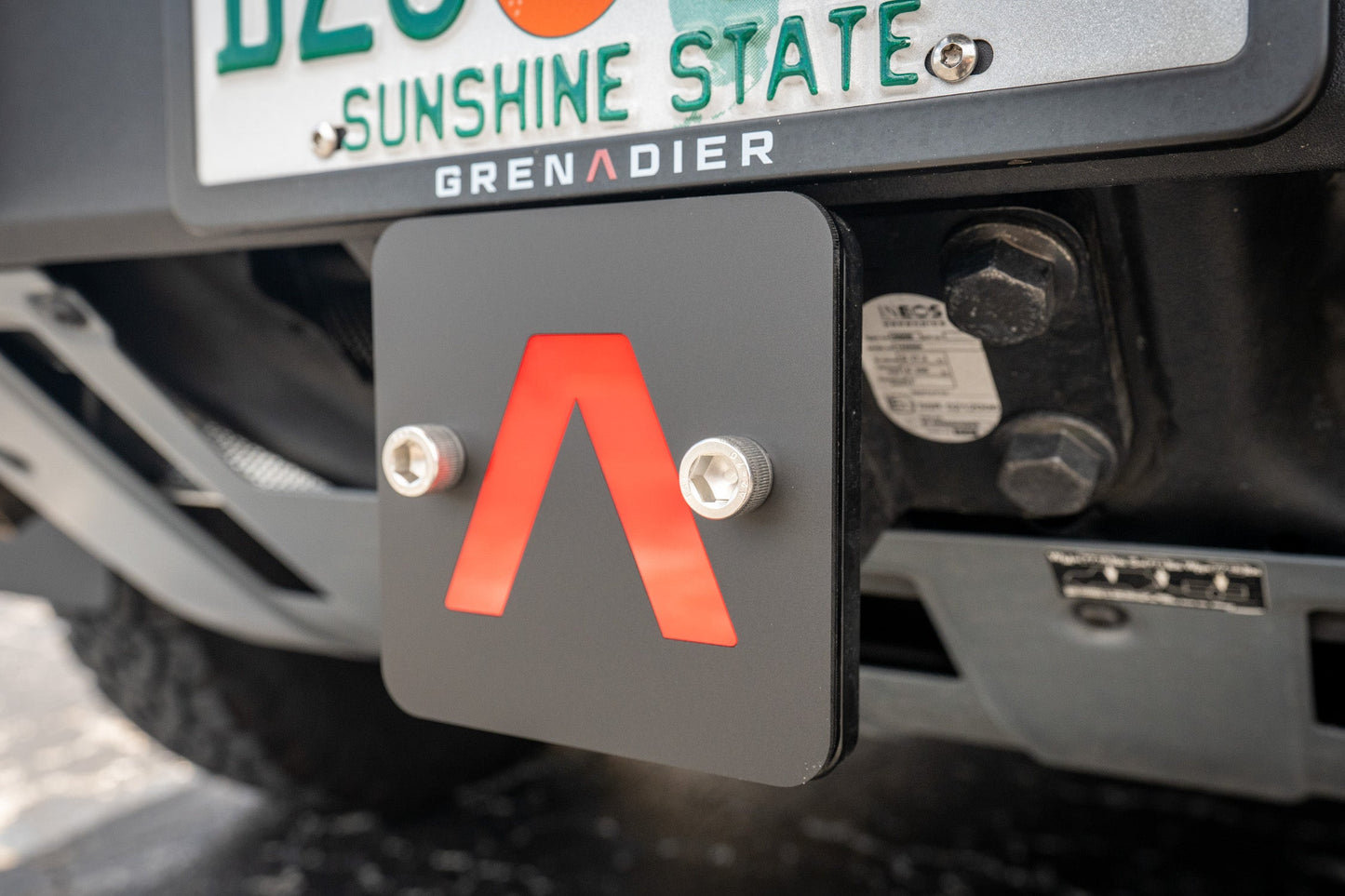 Rear Hitch Cover with Red Lambda - 2024+ Grenadier
