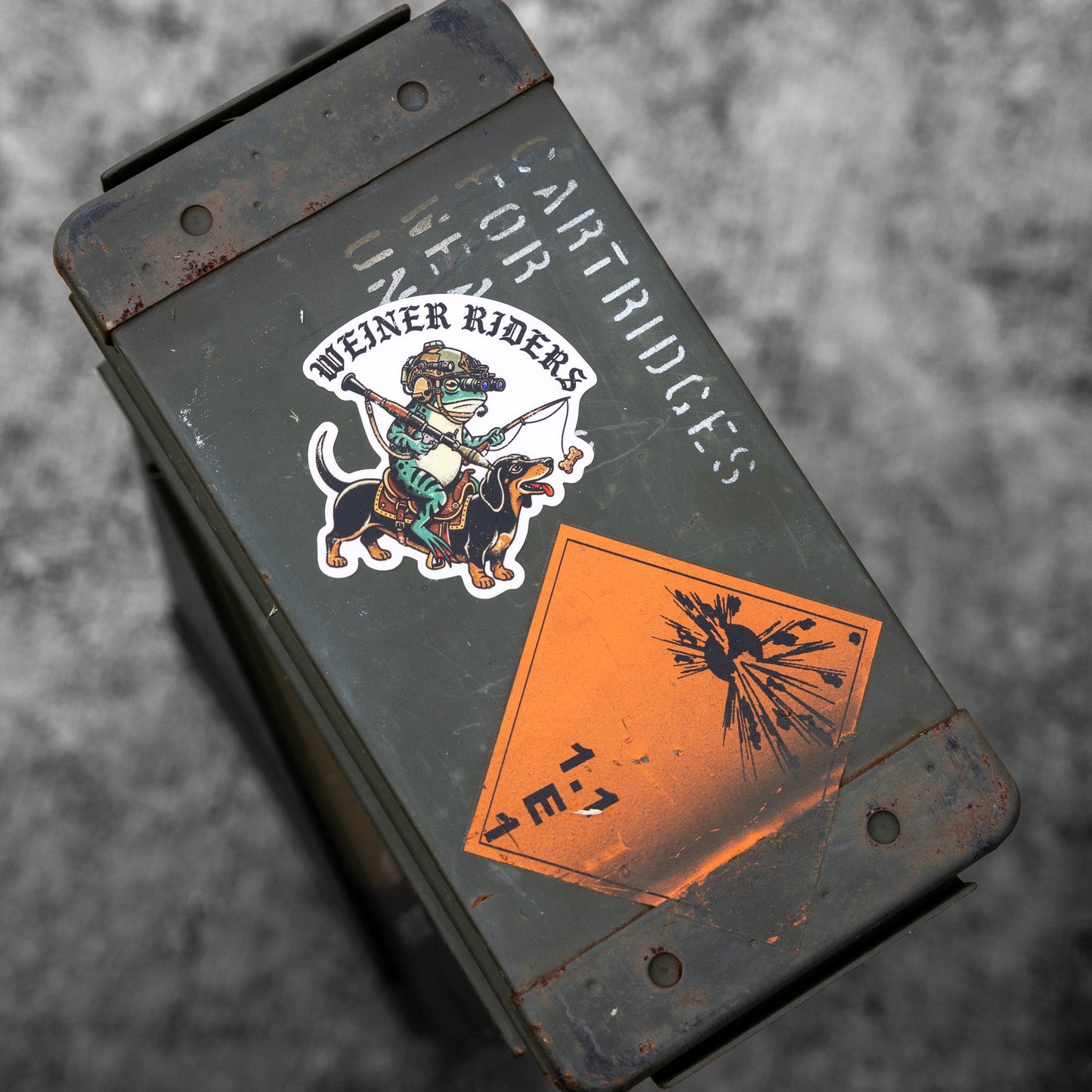 Weiner Riders Frog Decal