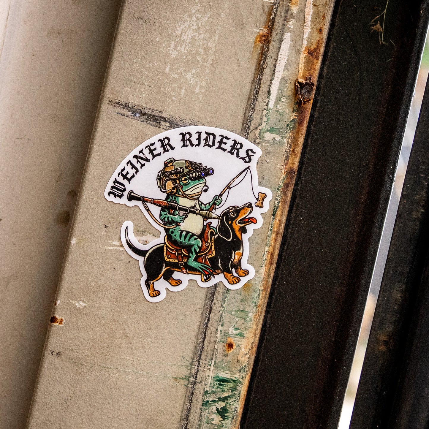 Weiner Riders Frog Decal
