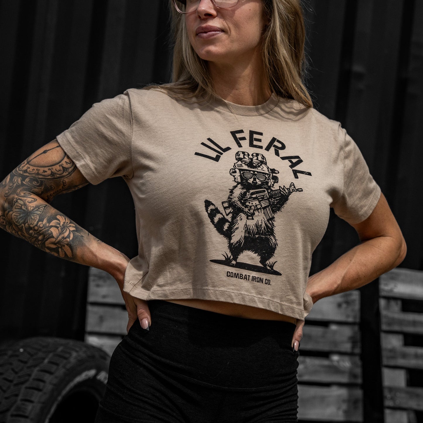 Lil Feral Raccoon Women's Crop T-Shirt
