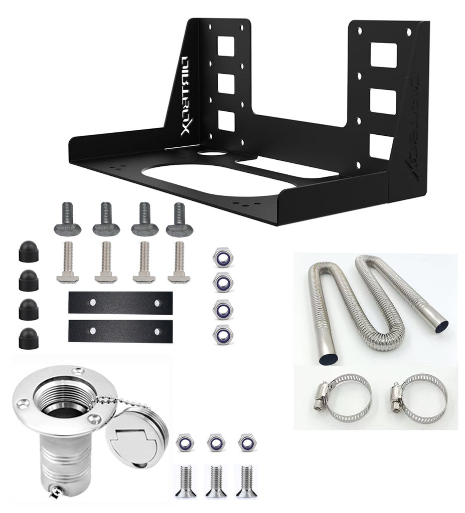 Complete Diesel Heater Mount & Exhaust Relocation Kit by Dirtbox Overland, featuring durable stainless steel construction and all necessary components.