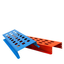 Load image into Gallery viewer, Dirtbox Overland Limited Drop Color Coated Molle Panel Fishing Rod Case Bundle displayed with organized fishing gear behind the Molle panel.