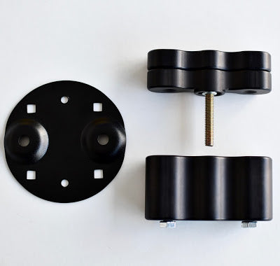 Disassembled parts of the RotopaX DLX Pack Mount including screws and base plate.