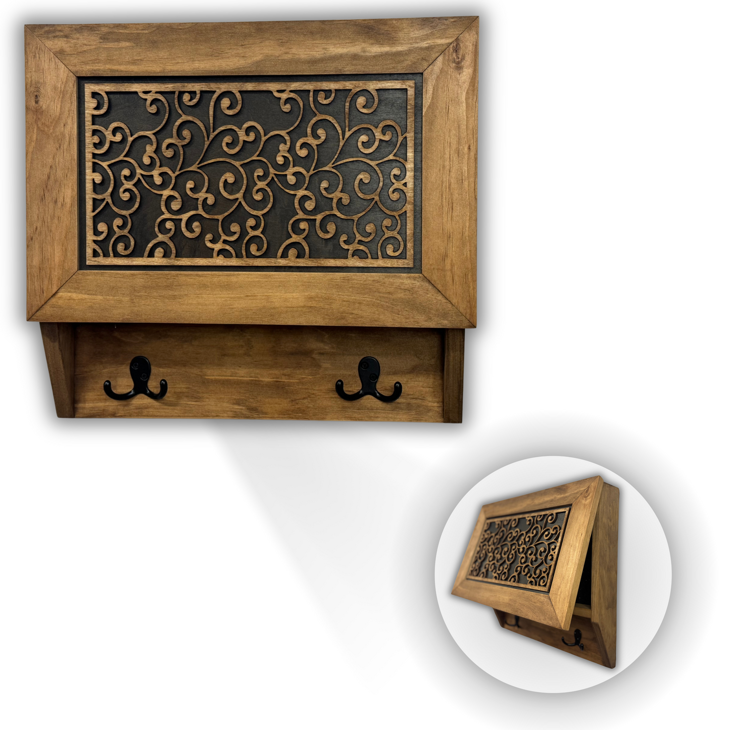 Enchanted Vine Hidden Gun Cabinet Coat Rack – Decorative Concealment with Hat & Key Hooks