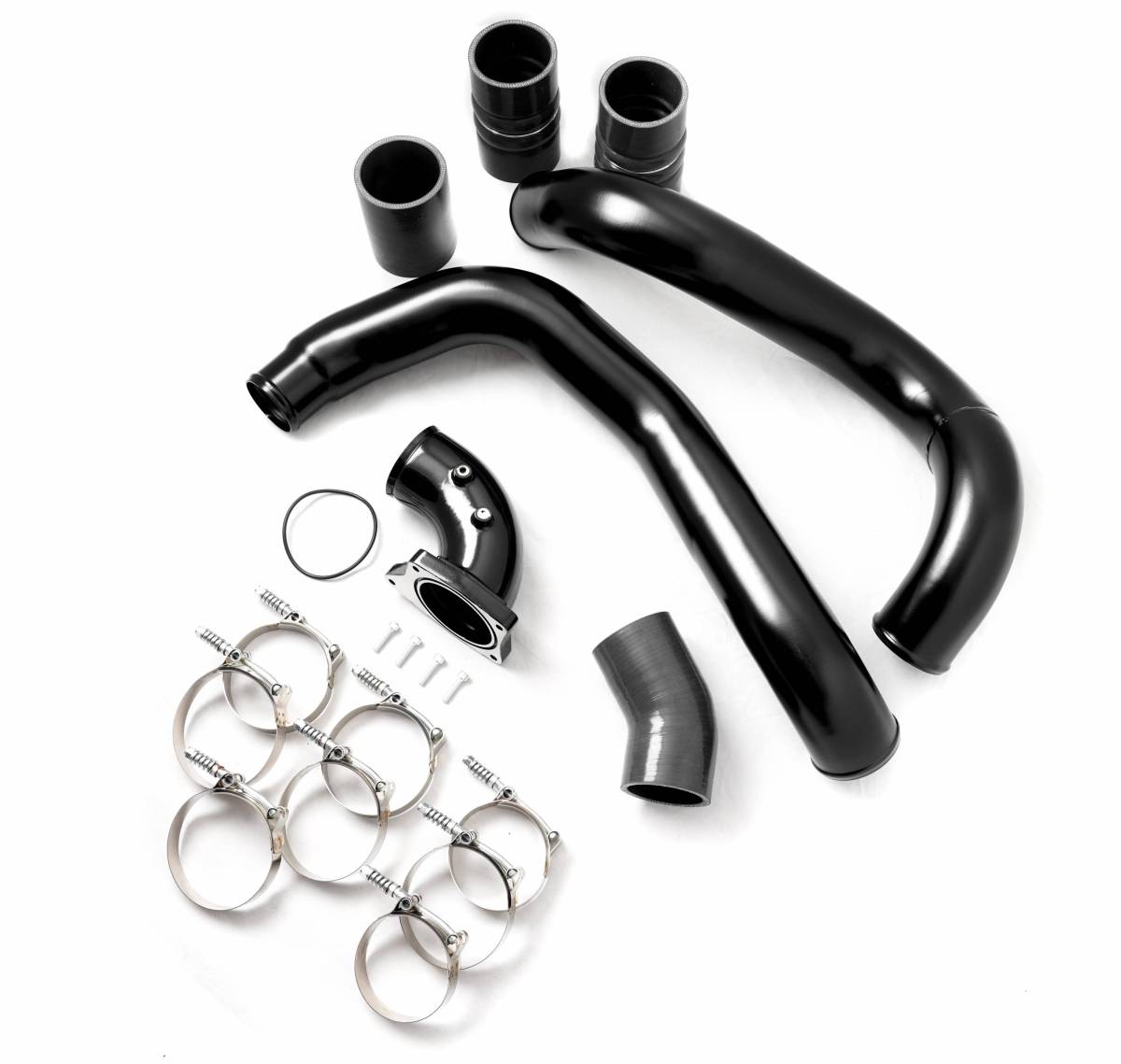 Rudy's Black Intercooler Pipe & Boot Kit w/ High Flow Intake Elbow For 05-07 6.0 Powerstroke