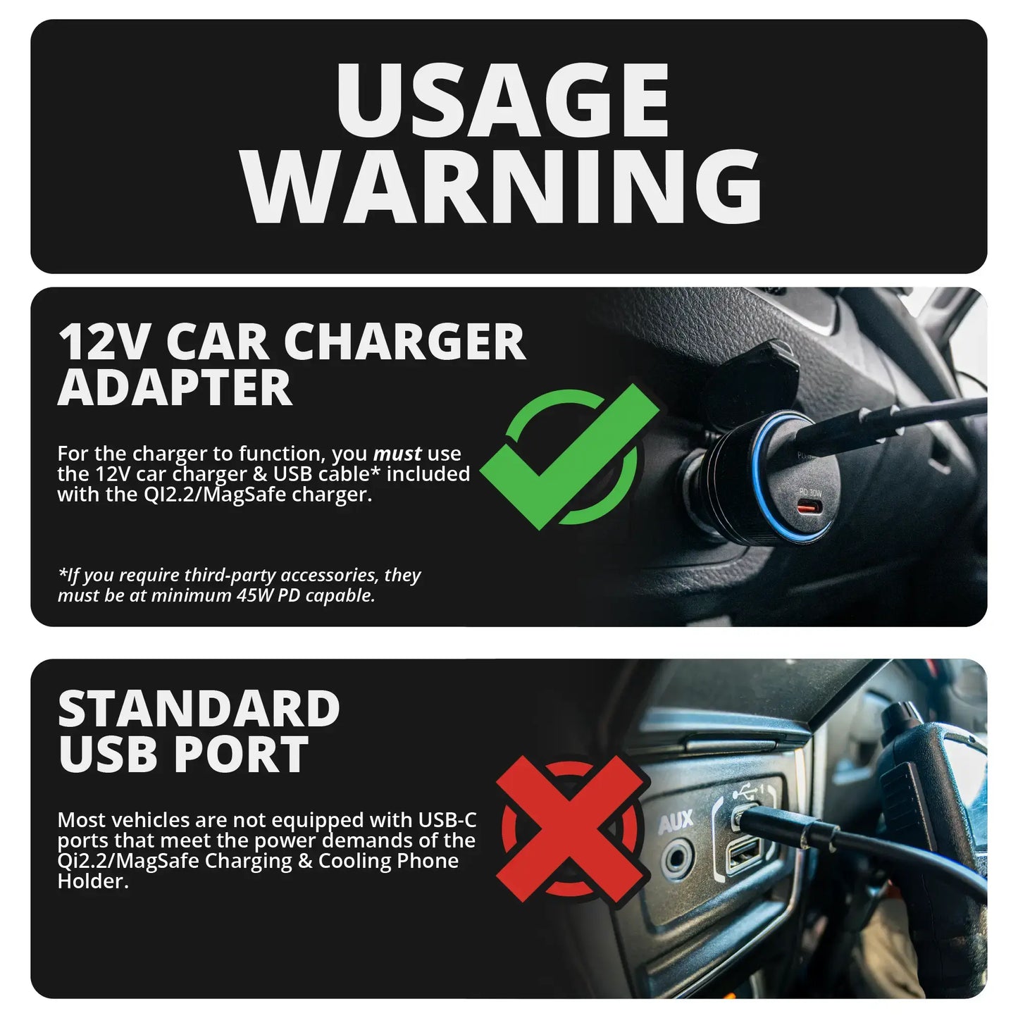 2021+ Ford F-150/Raptor & 2023+Super Duty LINK™ Vent Mount Bracket With Qi2.2/MagSafe Charging and Cooling Phone Holder | Choose Your Arm Length