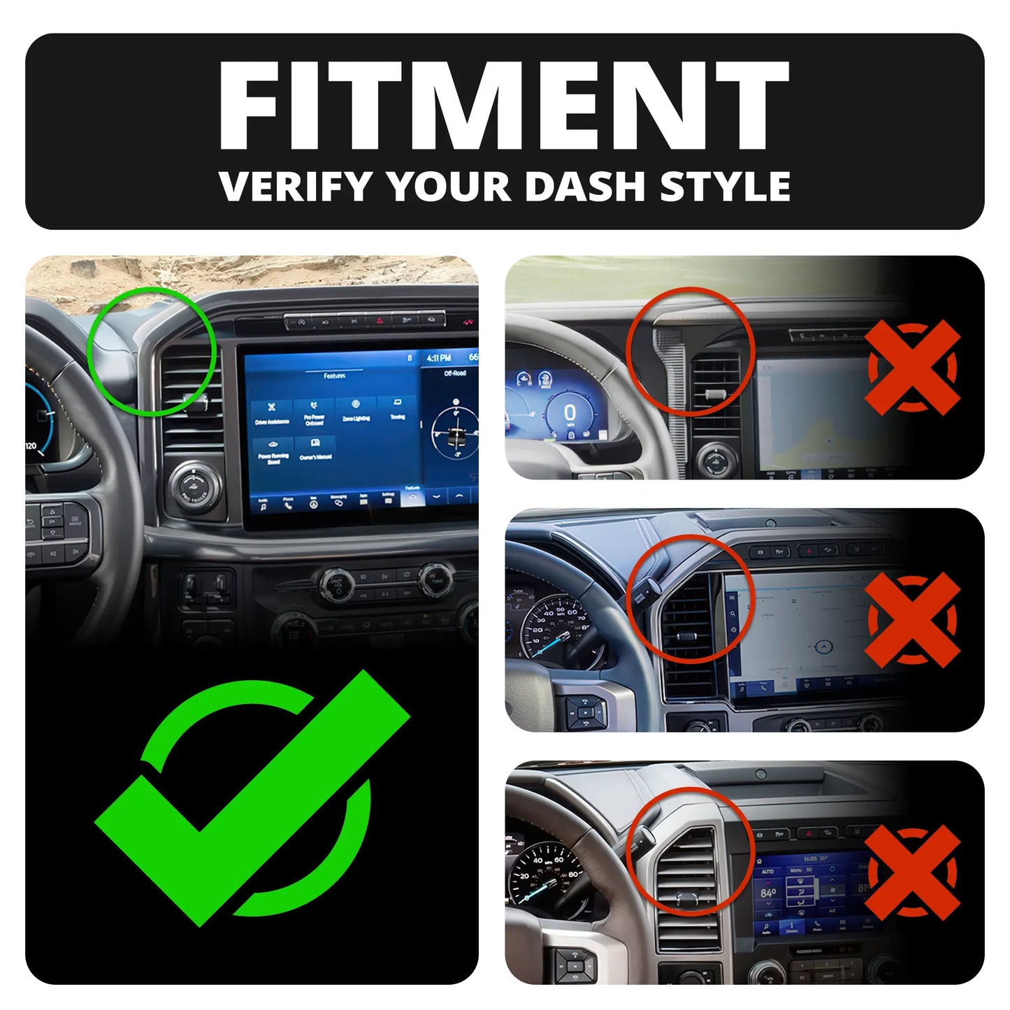 2021+ Ford F-150 (See Compatibility Info For Specific Year/Trim Fitment Details) Tackform Assault Track Picatinny Dash Bracket With Tablet Mount