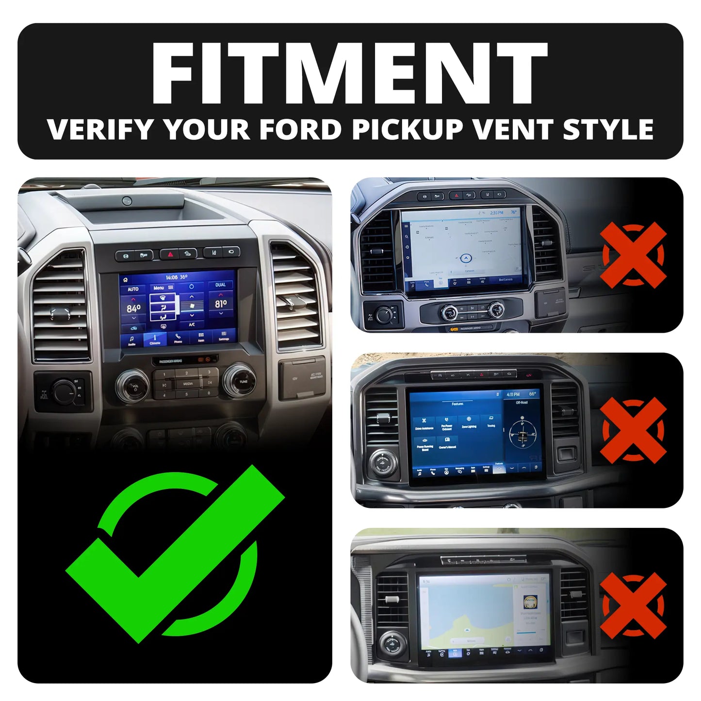 ‘15-‘20 Ford F-150, ‘17-‘22 Super Duty, ‘18-‘21 Expedition LINK™ Vent Mount Bracket With Qi2.2/MagSafe Charging and Cooling Phone Holder | Choose Your Arm Length | (See Compatibility Info For Year/Trim Details)