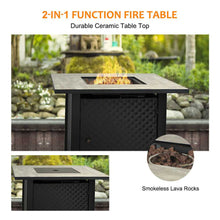 Load image into Gallery viewer, Camplux Propane Fire Pit Table, Lava Rocks, Ceramic Tabletop, 50,000 BTU Adjustable Flame, Auto Ignition