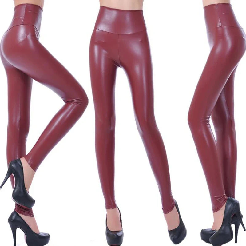 Women PU Leather Leggings – High-Waist Oversized Trendy Yoga Pants