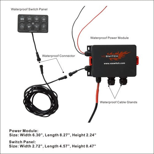 UV100 Universal 8 Gang Programmable Switch Panel for Truck / UTV / Side by Side / Boat