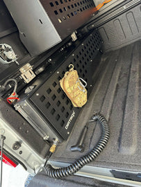 Close-up view of the Dirtbox Overland In Bed 15 Gallon Water Tank demonstrating its durable construction and user-friendly features for adventure travelers.