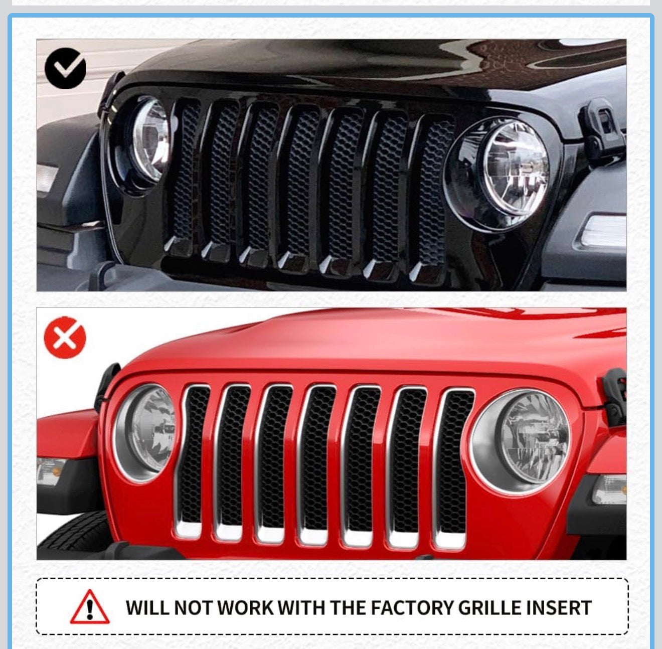 Grille Inserts Color Matched fits 18-23 Wrangler JL Gladiator JT *Discontinued