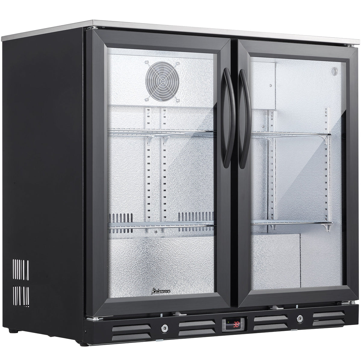 Kalamera two-door 7.3cu.ft back bar undercounter commercial beverage cooler with 304 S/S top board