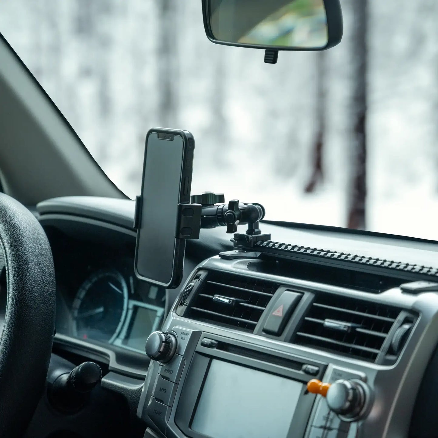 2010-2024 Toyota 4Runner Tackform Slim Track Dash Bracket With 20LITE Phone, GoPro & 2-in-1 CB Mic Holders