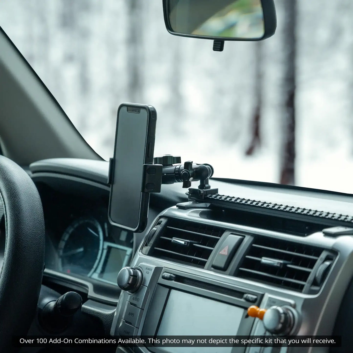 2010-2024 Toyota 4Runner Tackform Assault Track Picatinny Dash Bracket With 20LITE Phone & CB Mic Holder