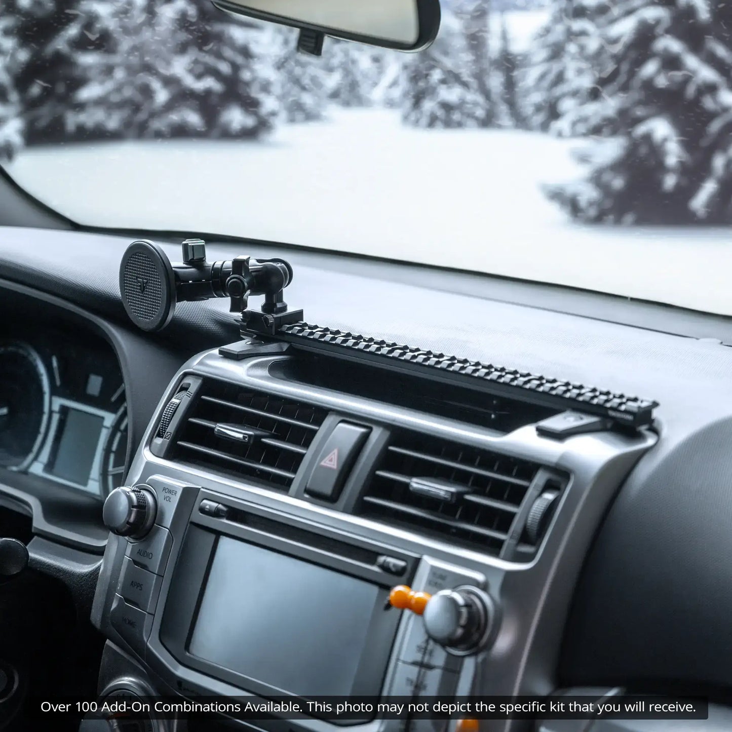 2010-2024 Toyota 4Runner Tackform Assault Track Picatinny Dash Bracket With Magnetic (MagSafe) Phone & Midland Magnetic Radio Microphone Holder