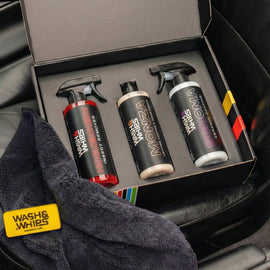 WASH&WHIPS MotoPro Motorcycle Detailing Kit - Bug Remover, Leather Care, Ceramic Spray