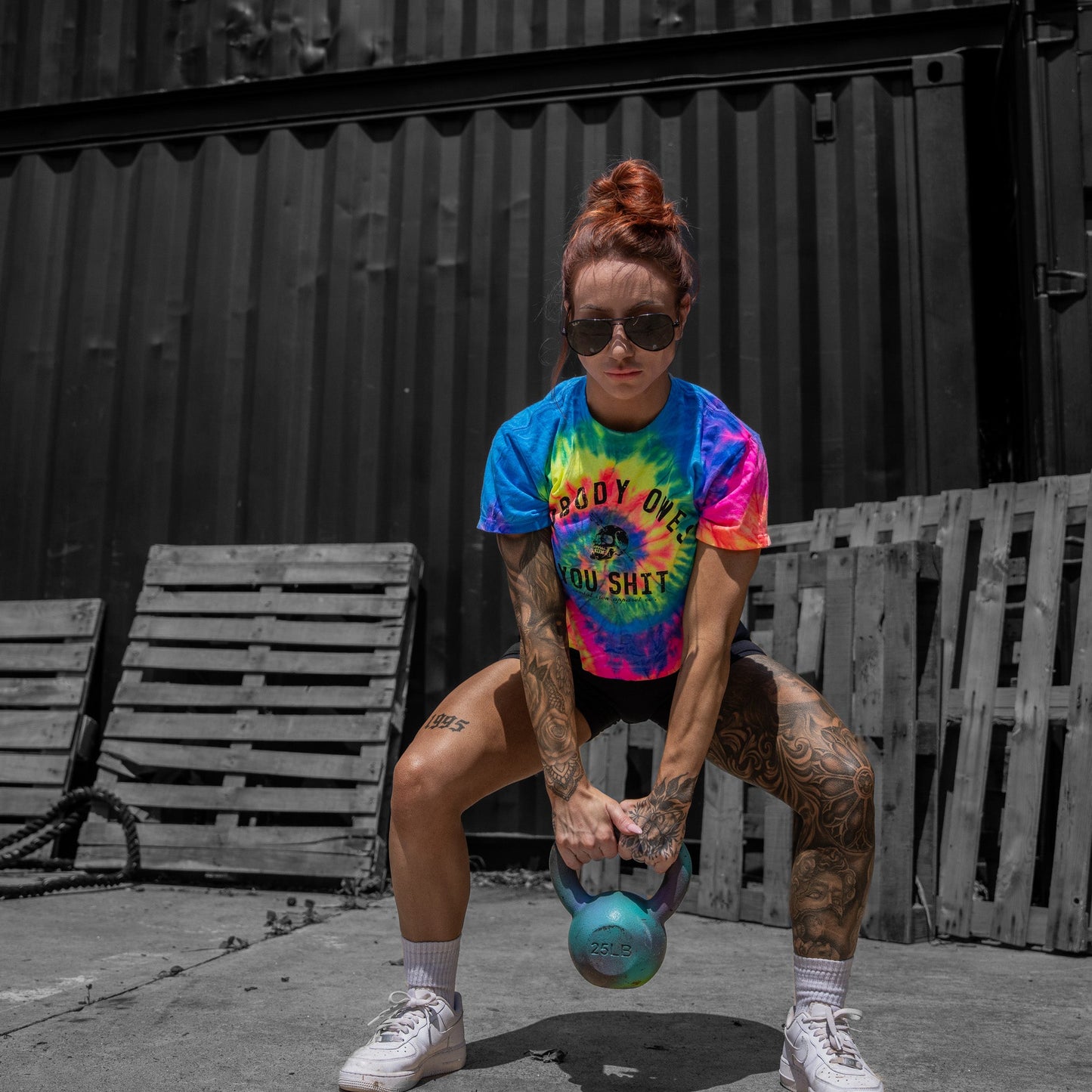 Nobody Owes You Shit Skull Women's Crop Heavyweight Tee