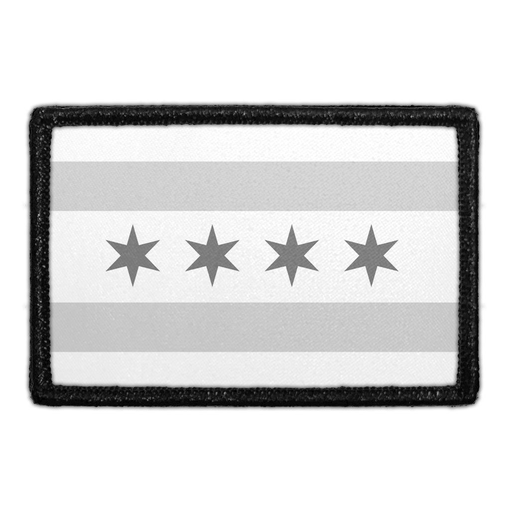 Chicago City Flag - Black and White - Removable Patch