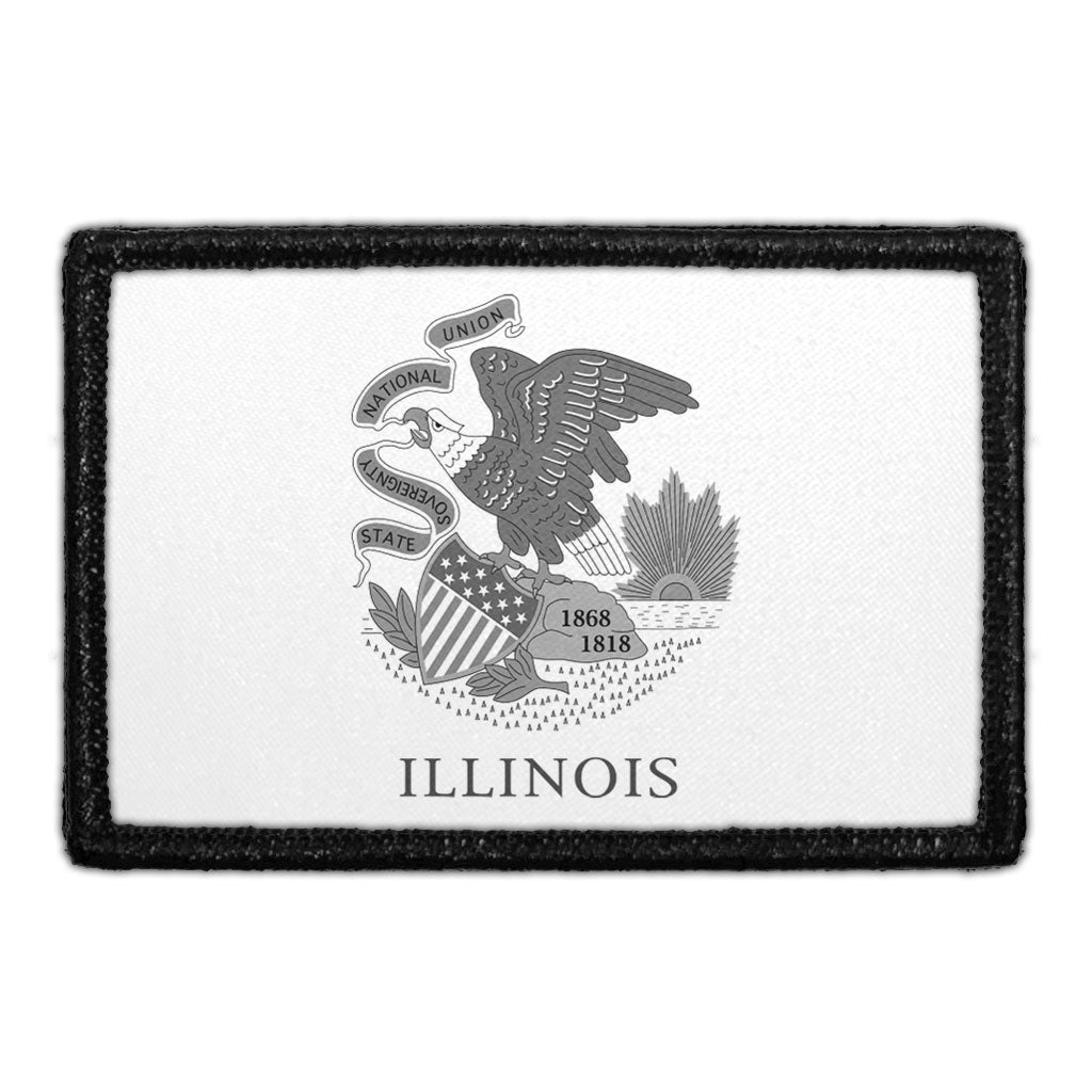 Illinois State Flag - Black and White - Removable Patch
