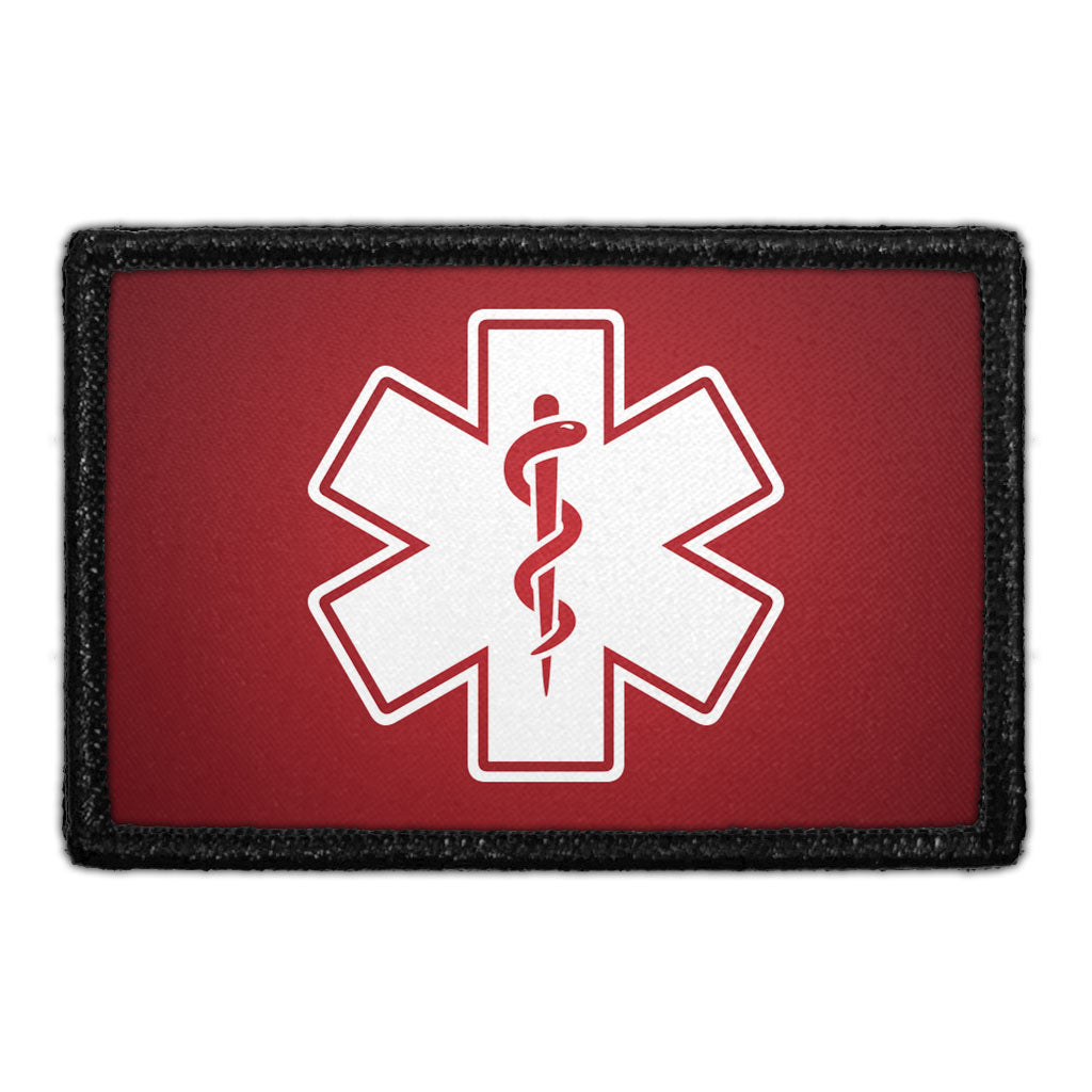Medic Symbol - White - Red Background - Removable Patch