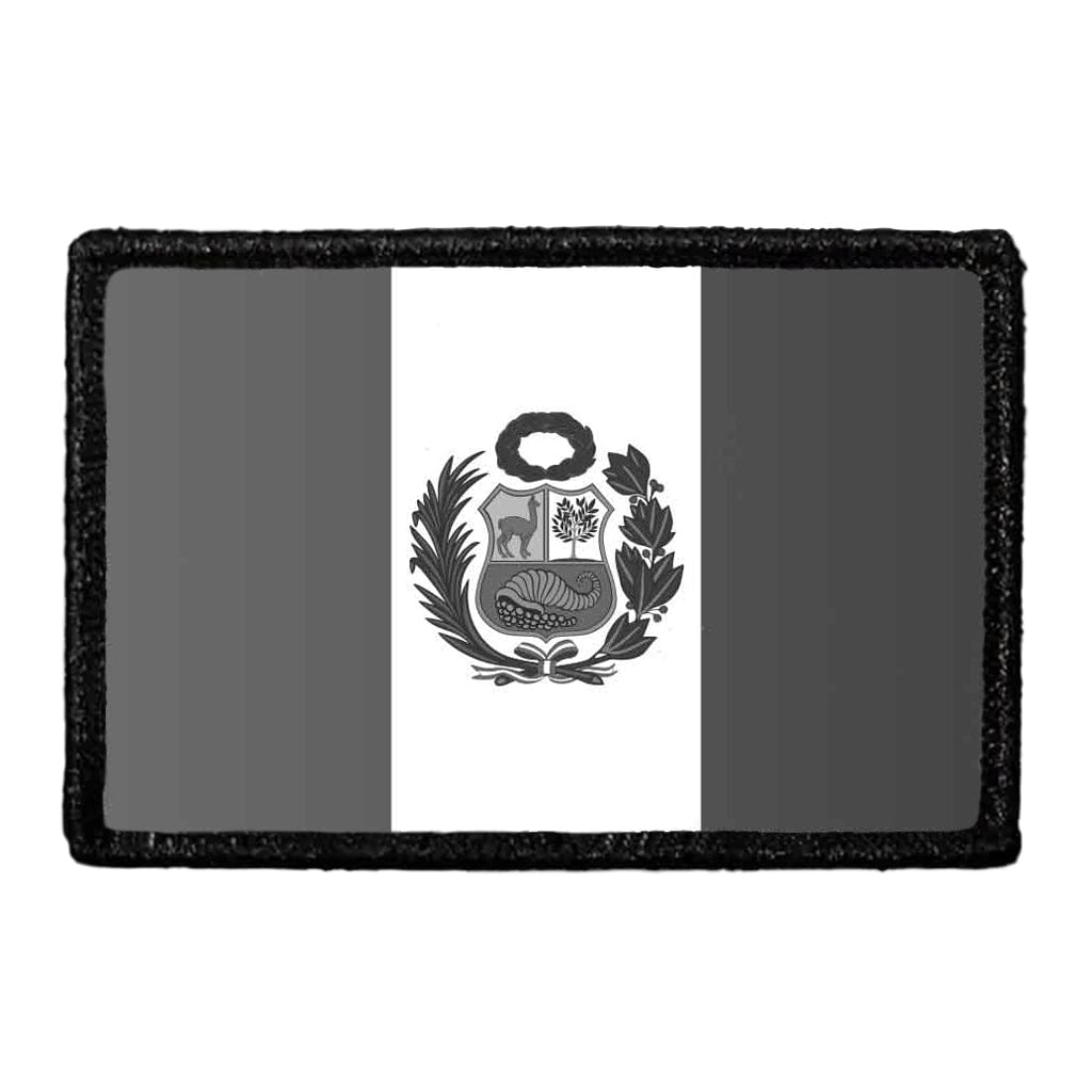 Peru Flag - Black and White - Removable Patch