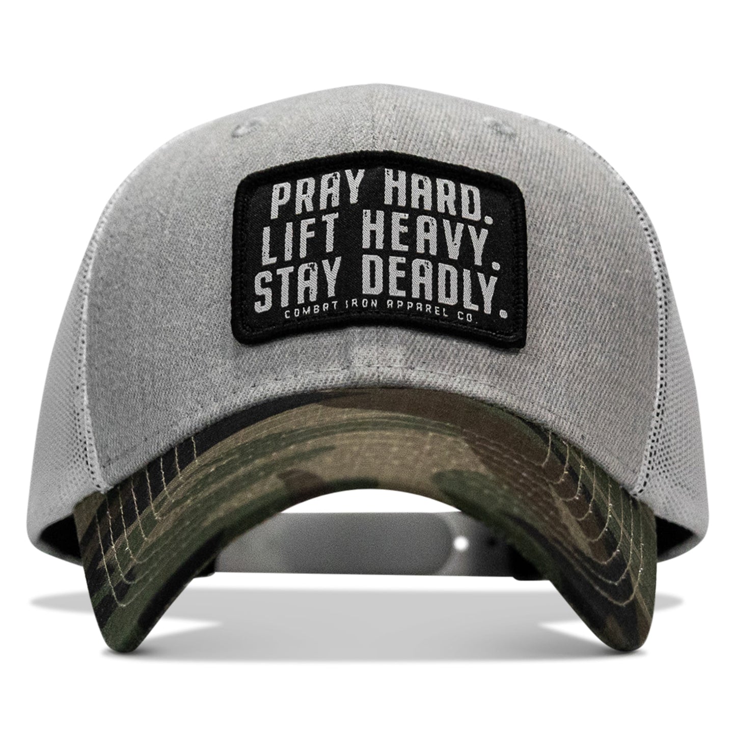 Pray Hard. Lift Heavy. Stay Deadly. Patch Snapback