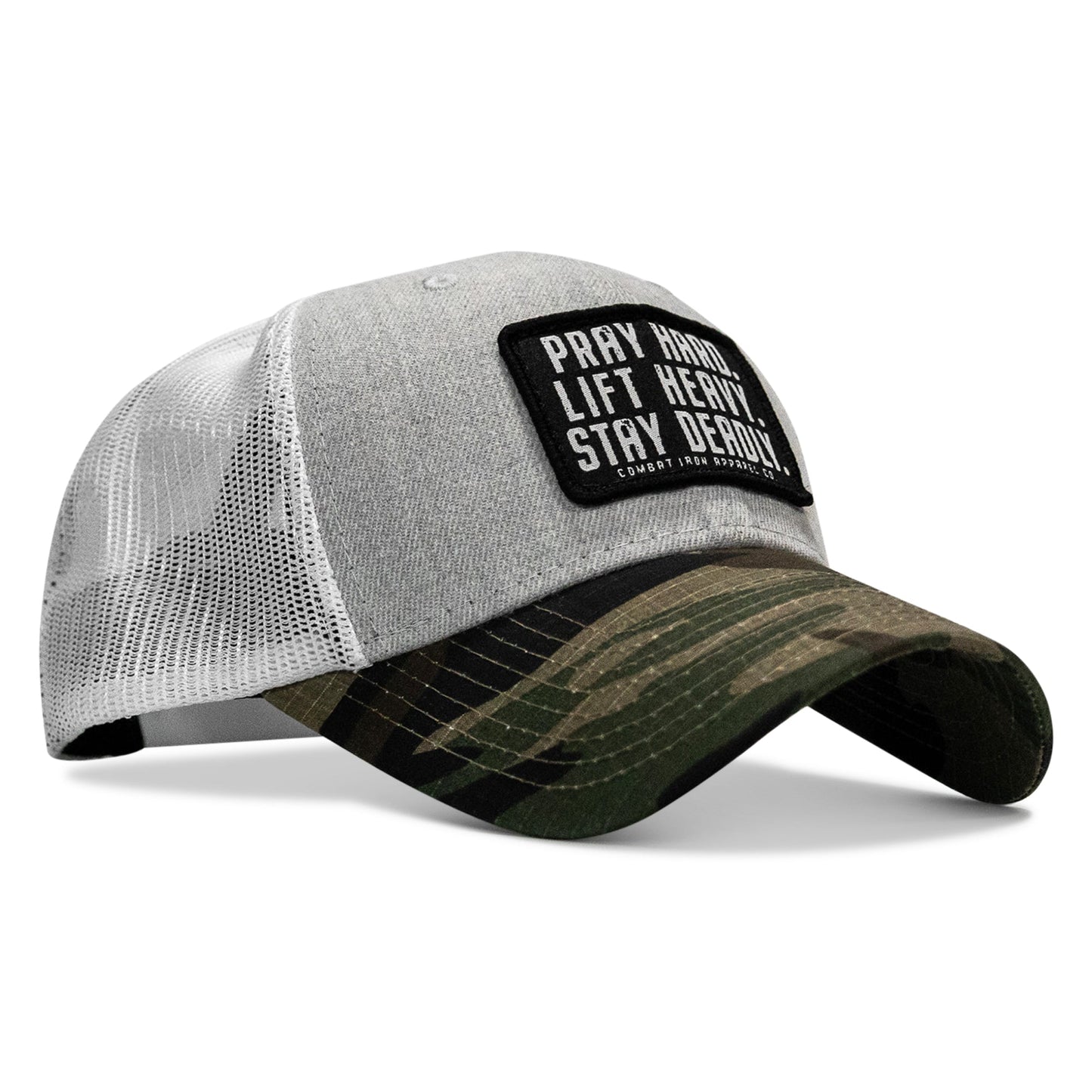Pray Hard. Lift Heavy. Stay Deadly. Patch Snapback