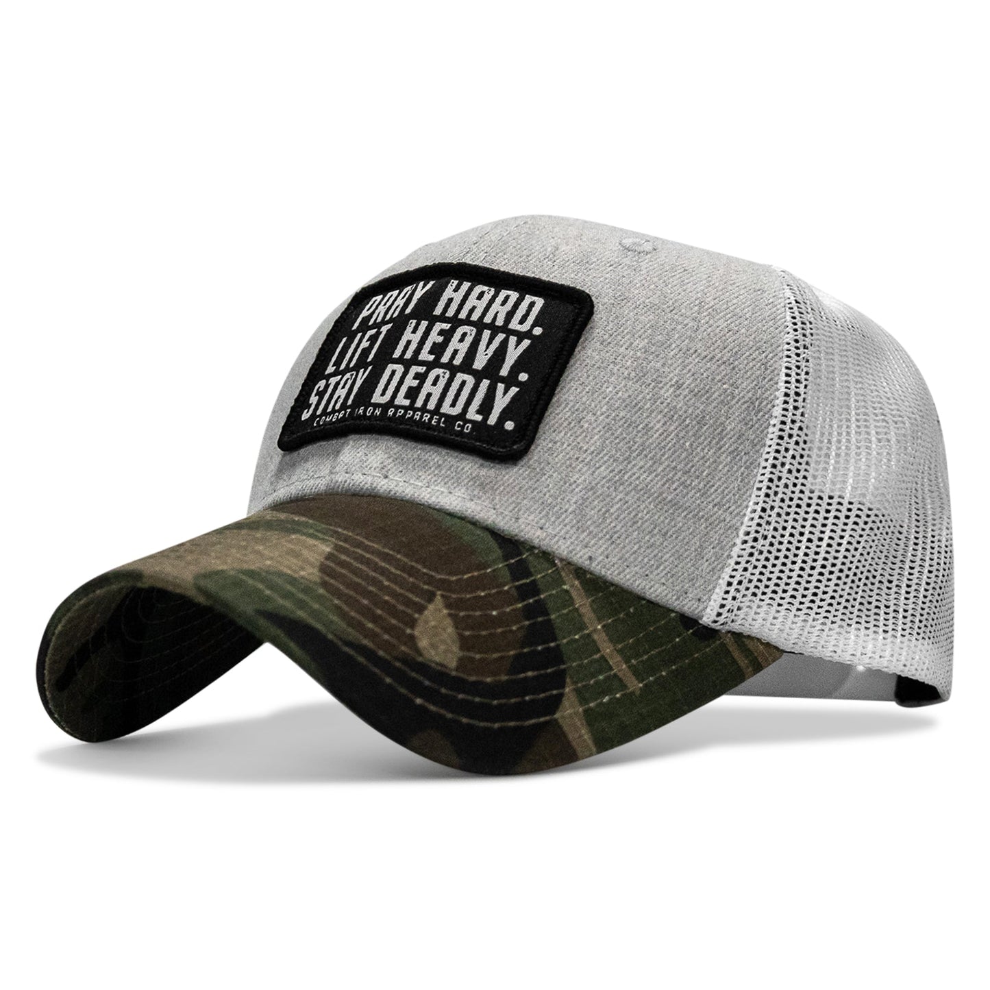 Pray Hard. Lift Heavy. Stay Deadly. Patch Snapback