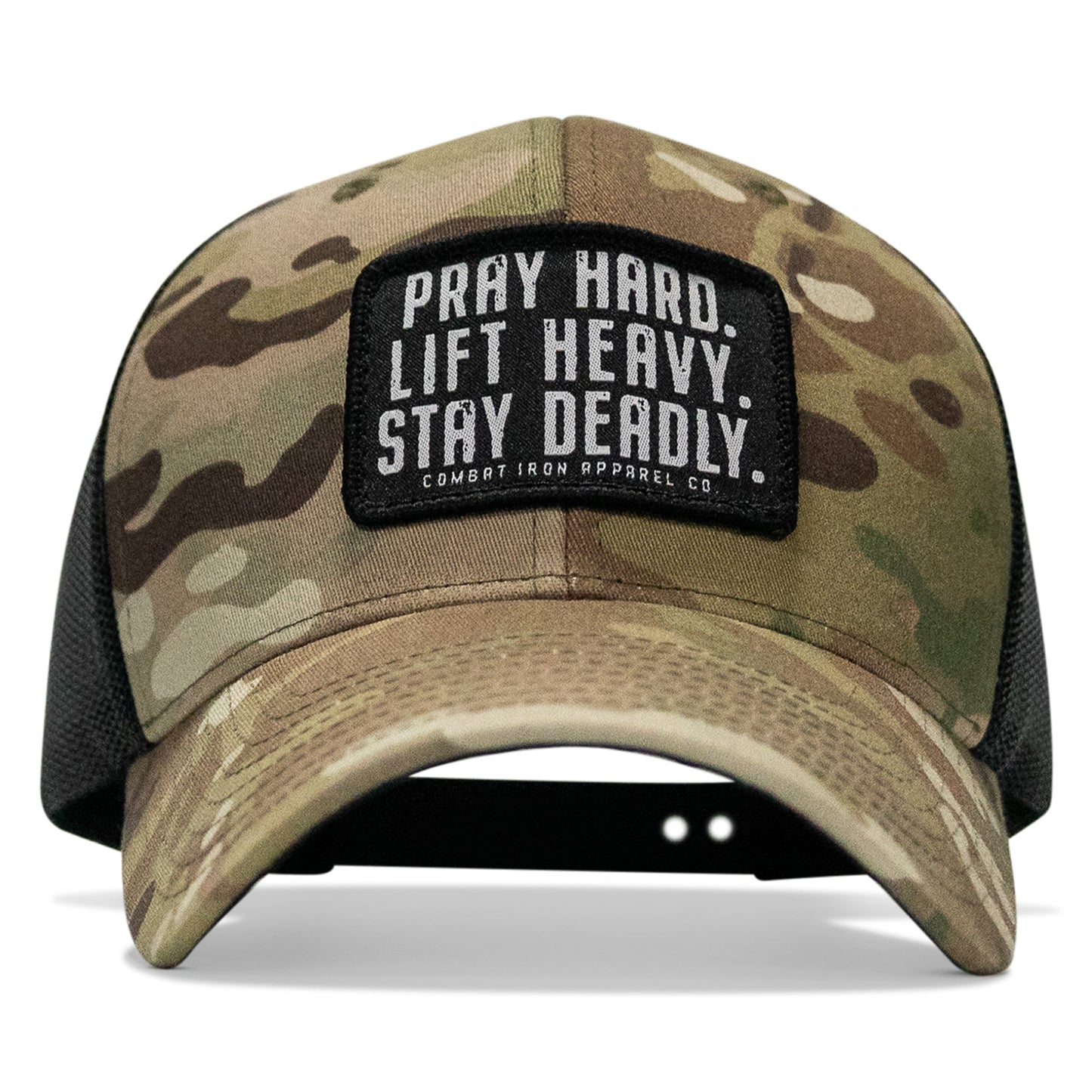 Pray Hard. Lift Heavy. Stay Deadly. Patch Snapback