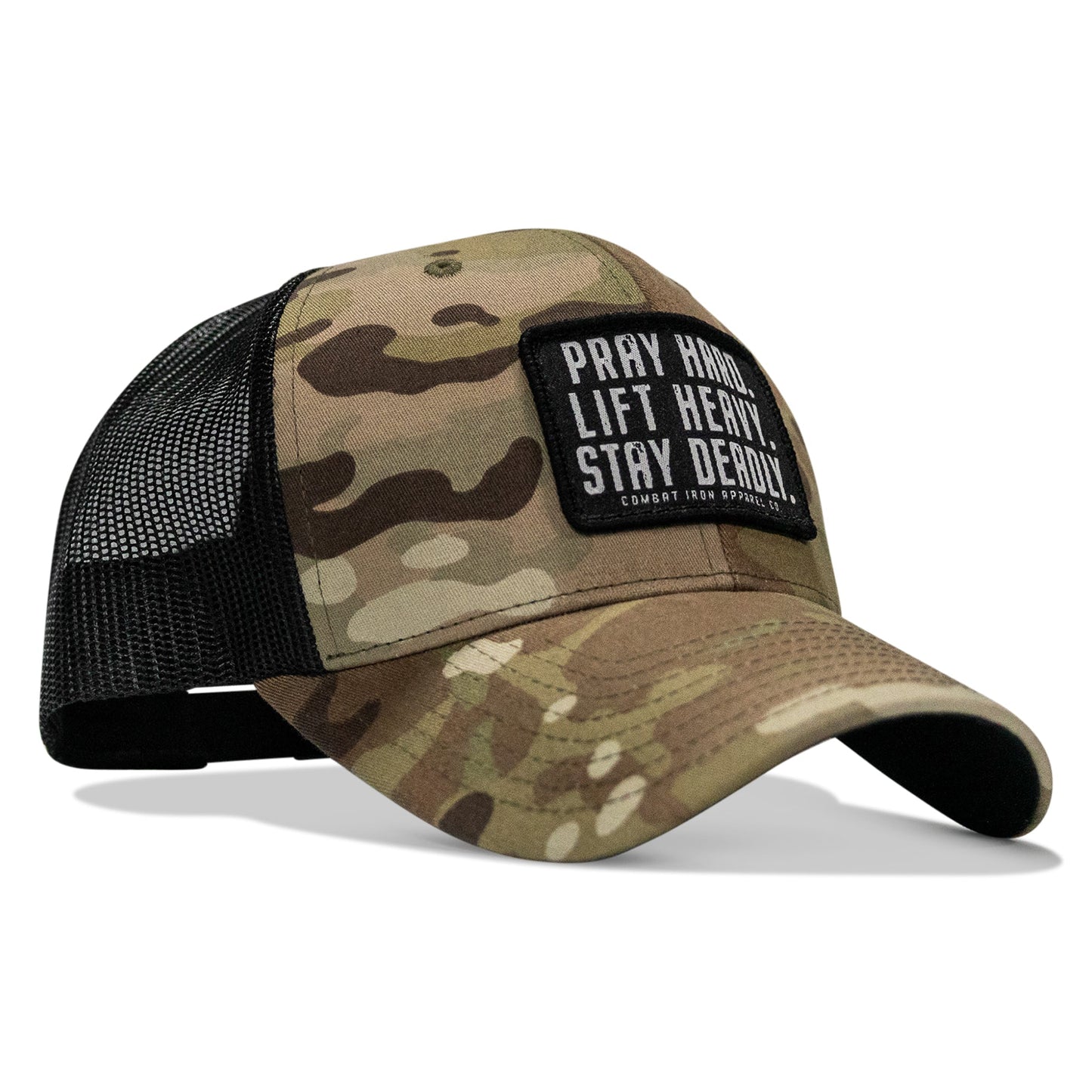 Pray Hard. Lift Heavy. Stay Deadly. Patch Snapback