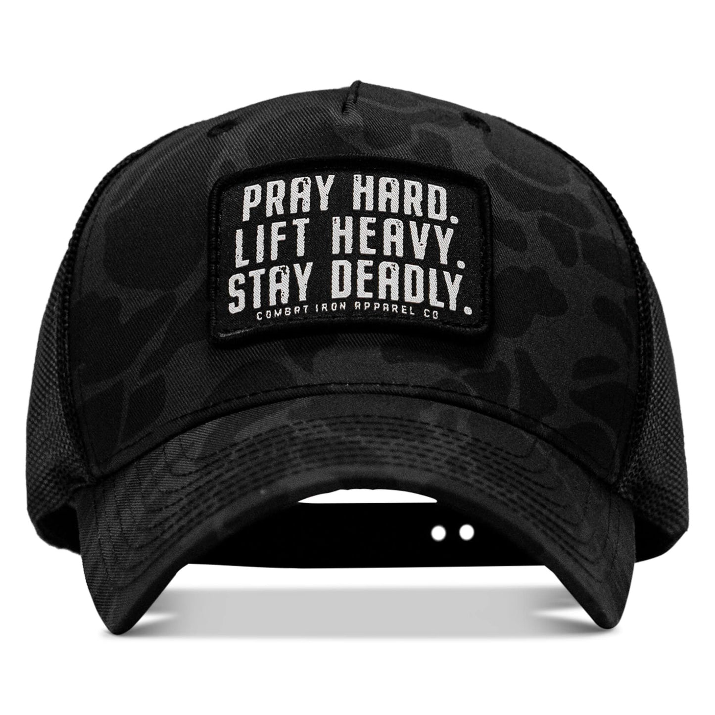 Pray Hard. Lift Heavy. Stay Deadly. Patch Snapback