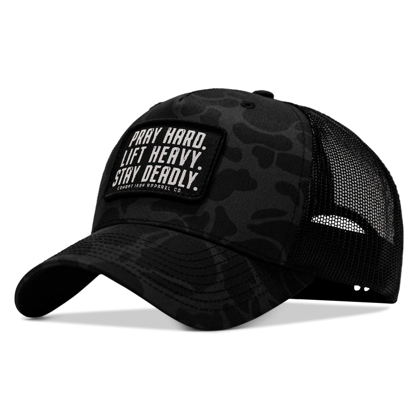 Pray Hard. Lift Heavy. Stay Deadly. Patch Snapback