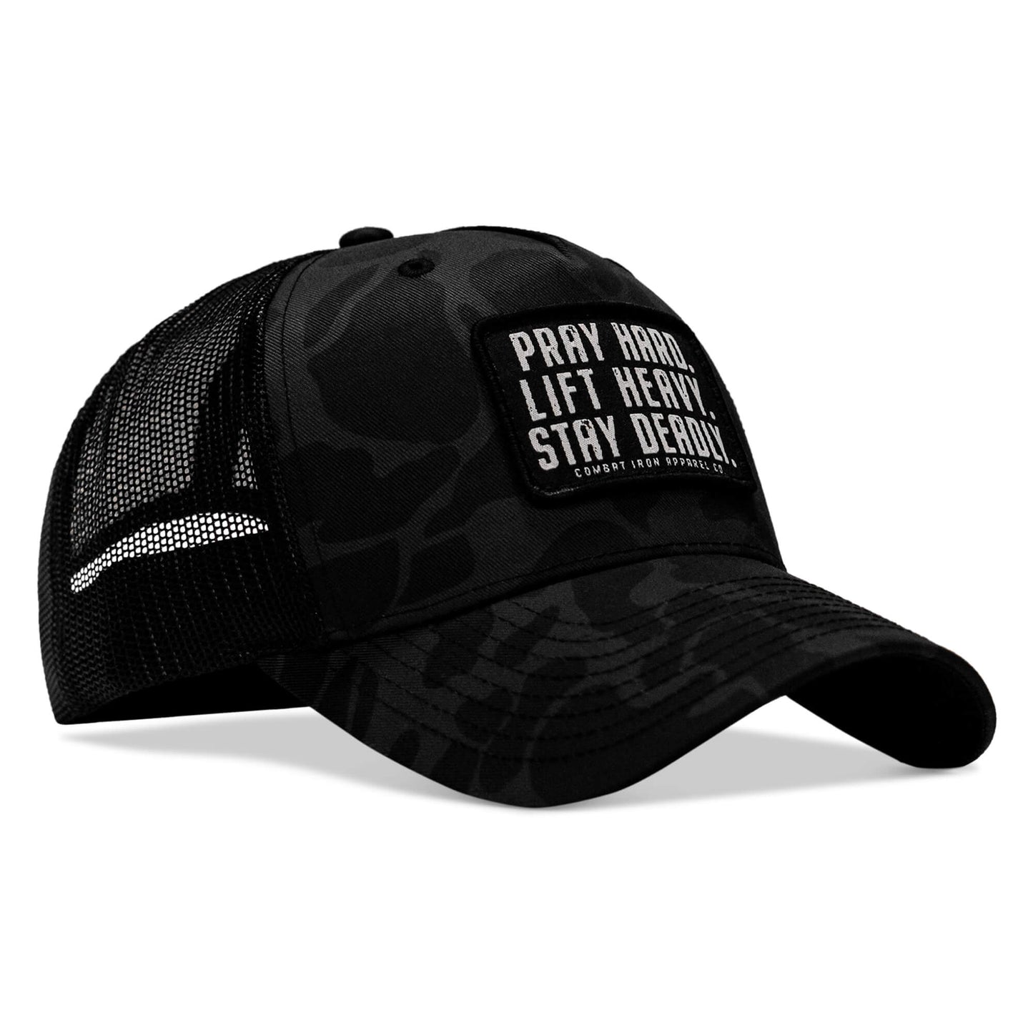 Pray Hard. Lift Heavy. Stay Deadly. Patch Snapback