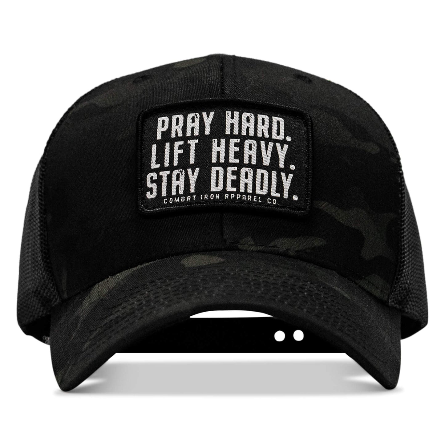 Pray Hard. Lift Heavy. Stay Deadly. Patch Snapback