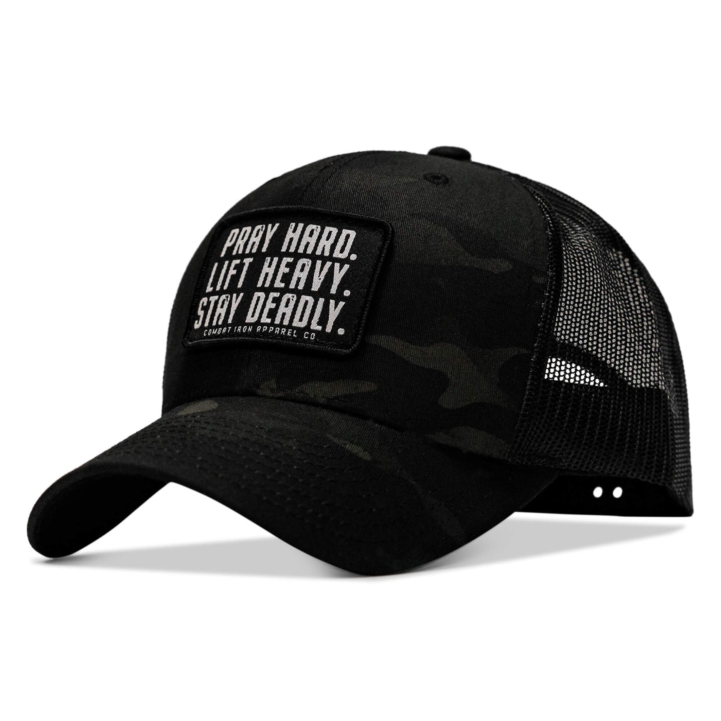 Pray Hard. Lift Heavy. Stay Deadly. Patch Snapback