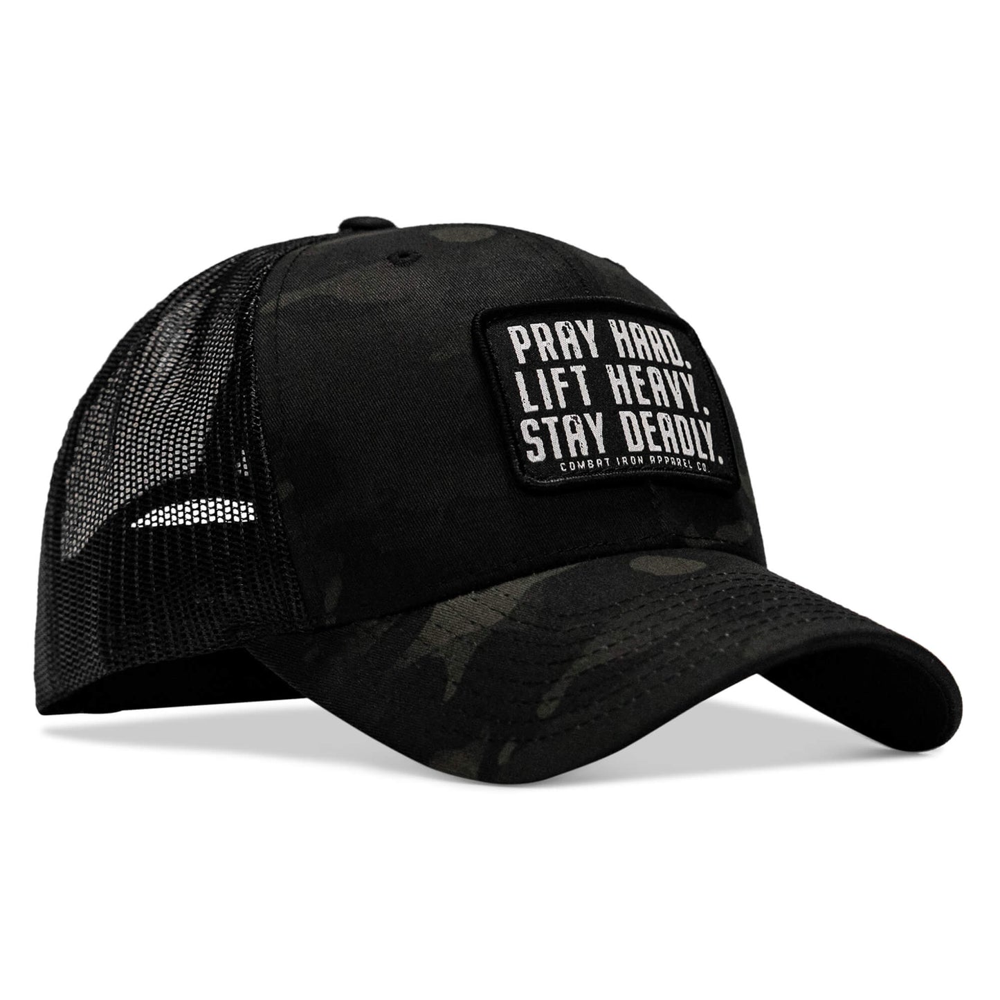 Pray Hard. Lift Heavy. Stay Deadly. Patch Snapback