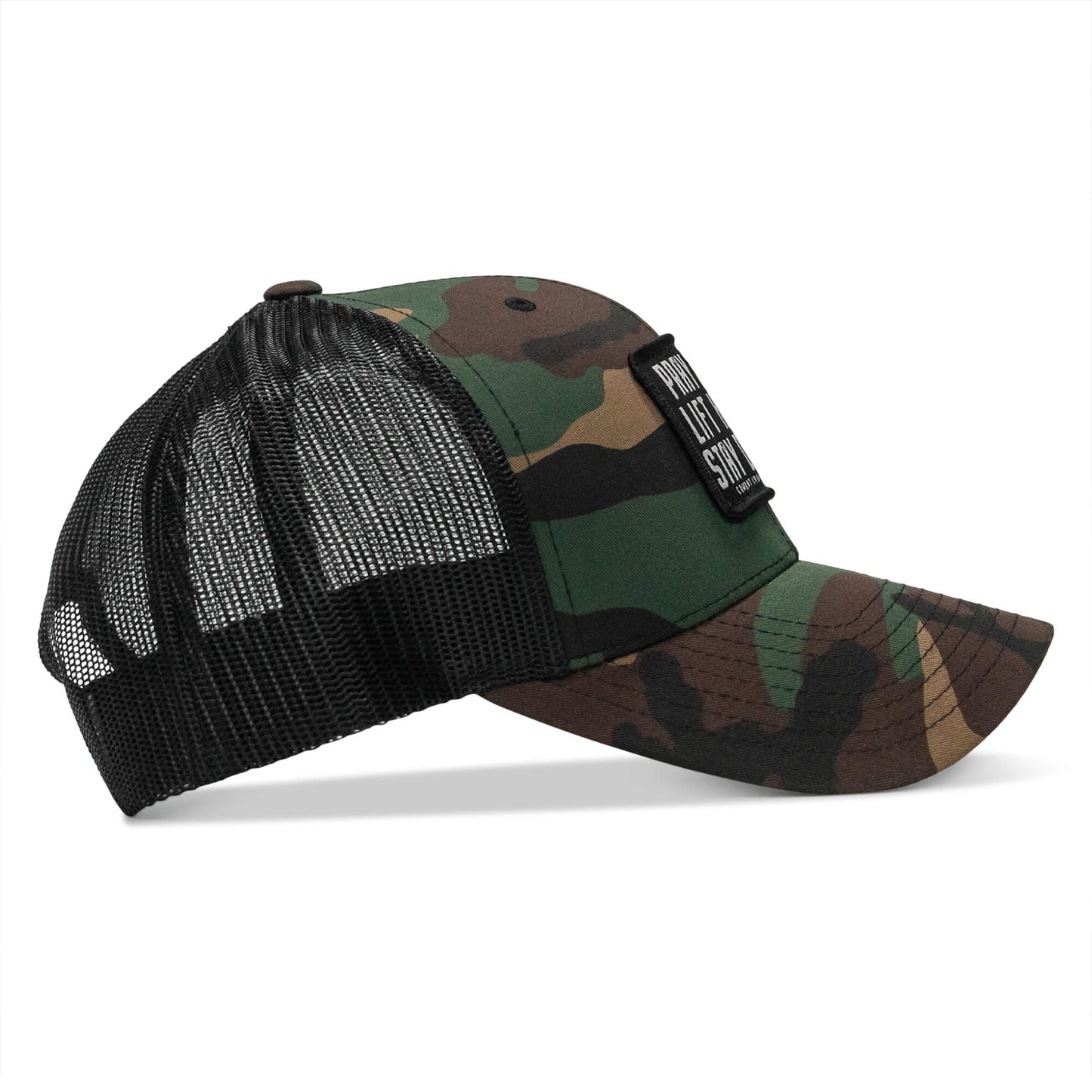 Pray Hard. Lift Heavy. Stay Deadly. Patch Snapback